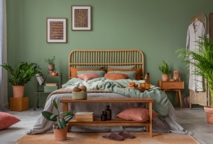 Dekoracija spavaće sobe zelenom bojom
